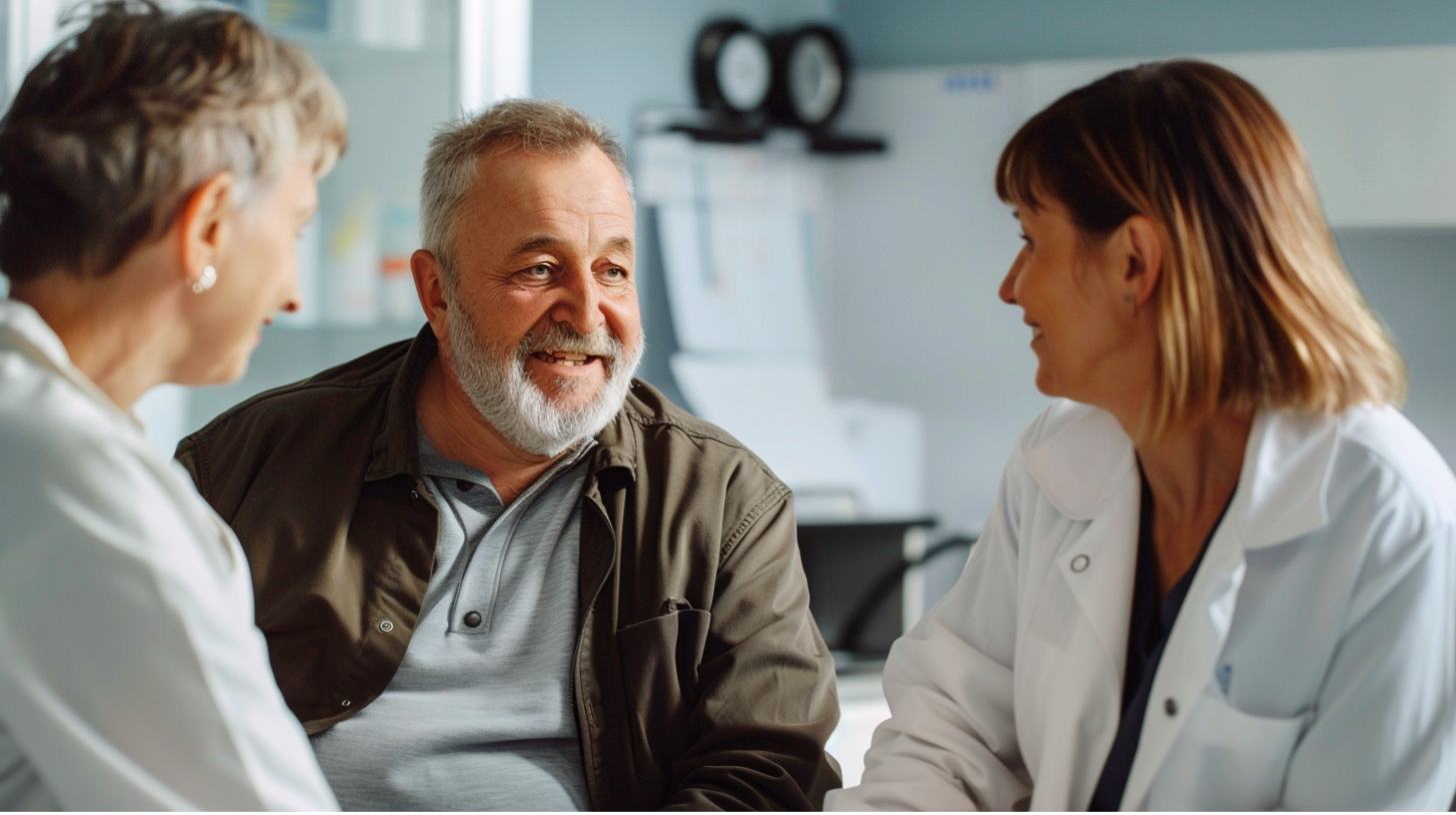 An image of a patient and doctor engaged in a conversation.