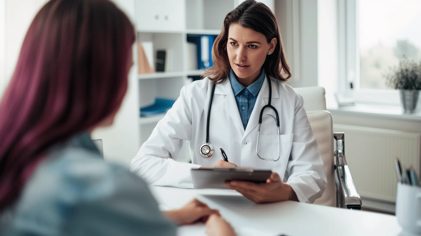 A doctor and patient on a clinic.