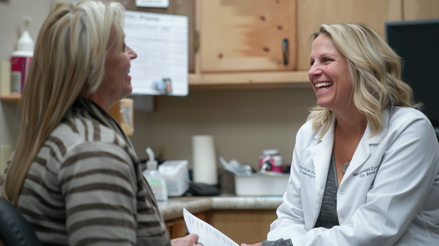 A doctor engaged in a conversation with her patient.