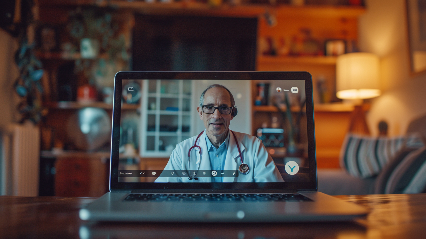 a patient having an online consultation with a doctor.