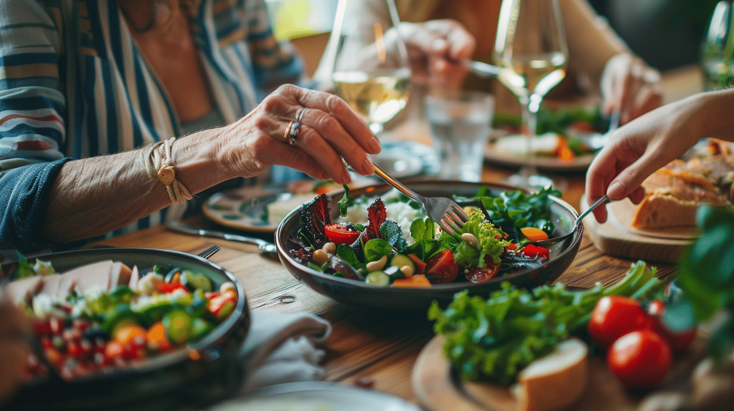 People eating a healthy meal.