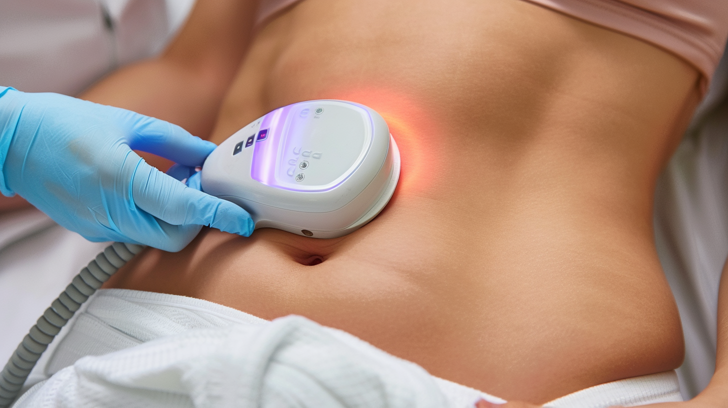 An image of a laser treatment for abdominal fat removal.