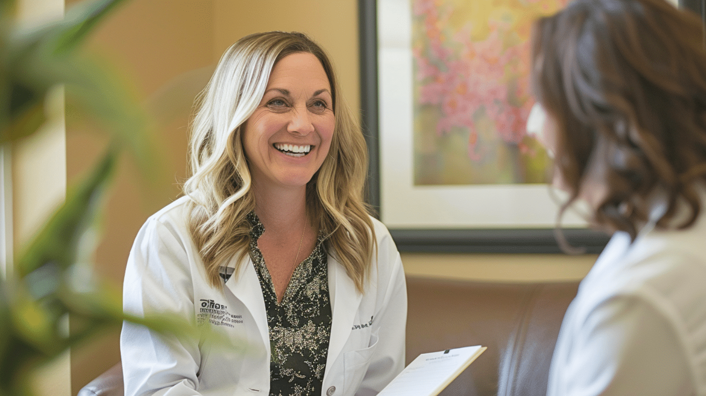 A medical staff engaged in a conversation with a patient.