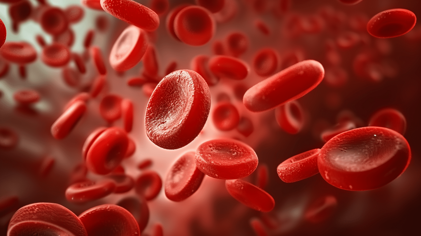 A red blood cell on blood stream.