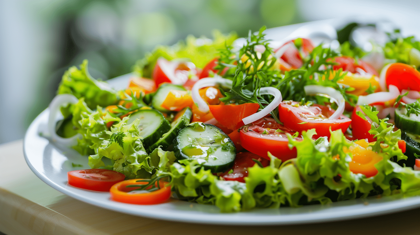 A plate of healthy meal consists of vegetables.