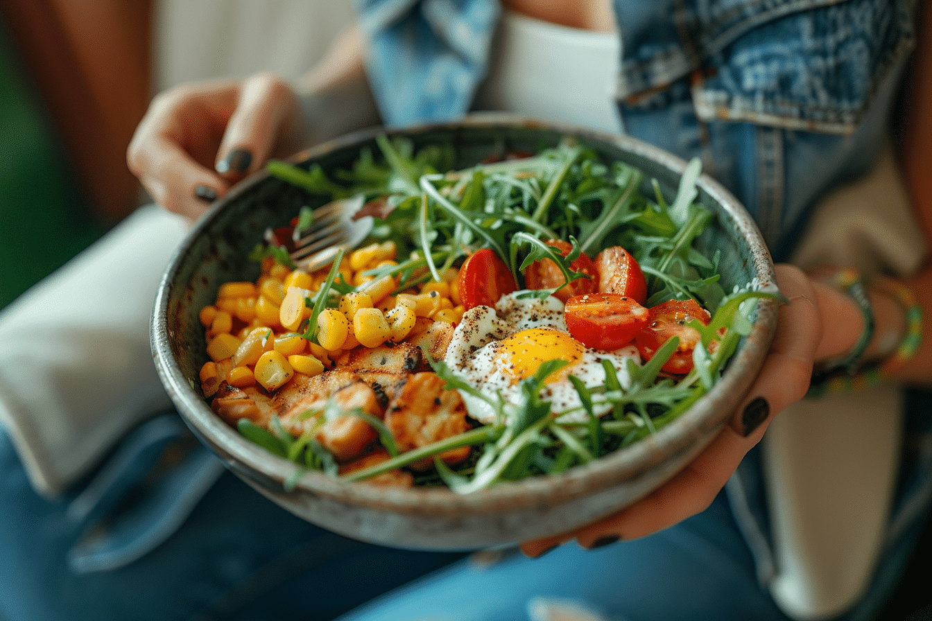 A plate consists of healthy meal.