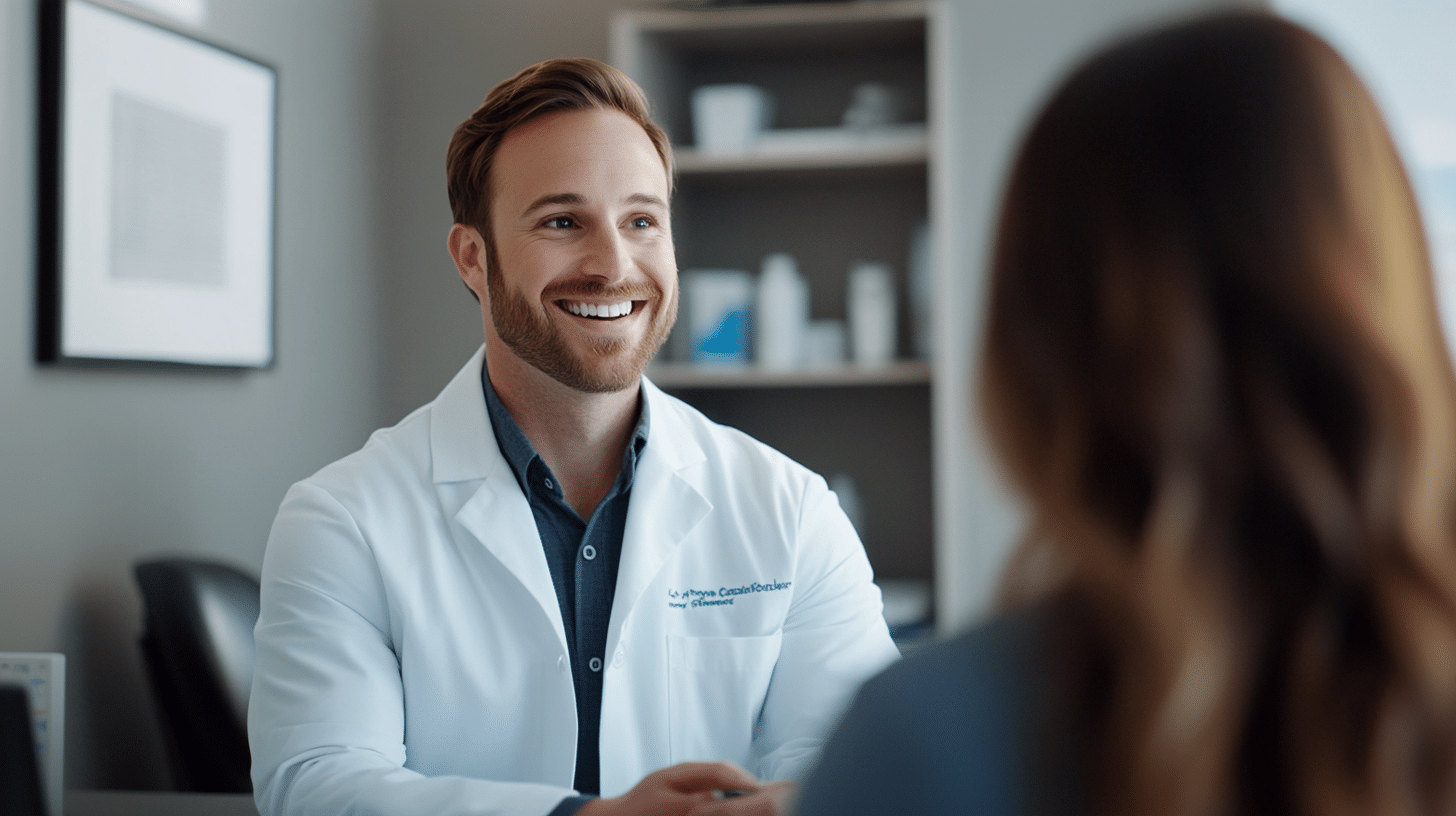 A doctor having a conversation with her patient about weight loss.