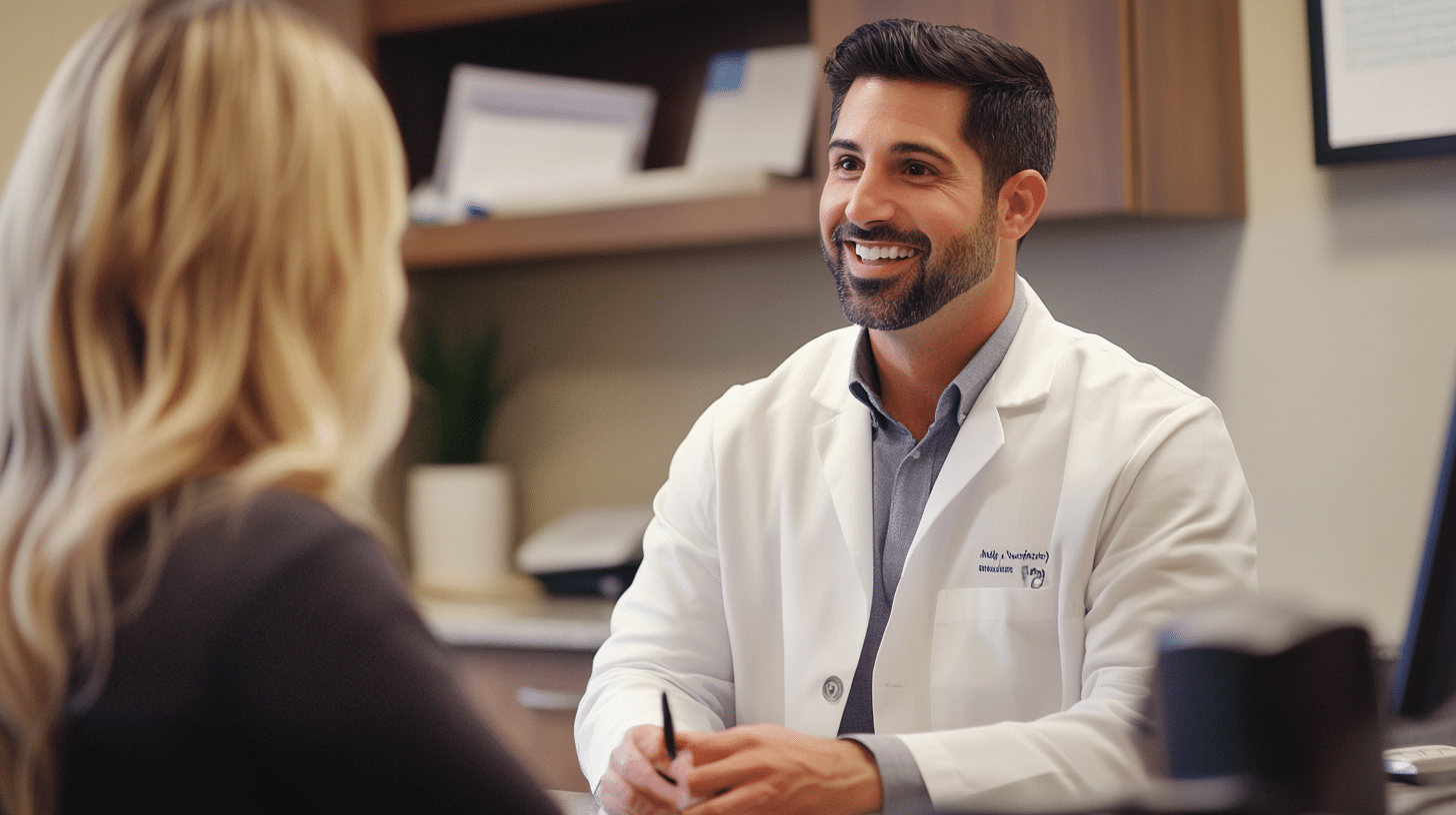 A weight loss doctor talking to a patient.