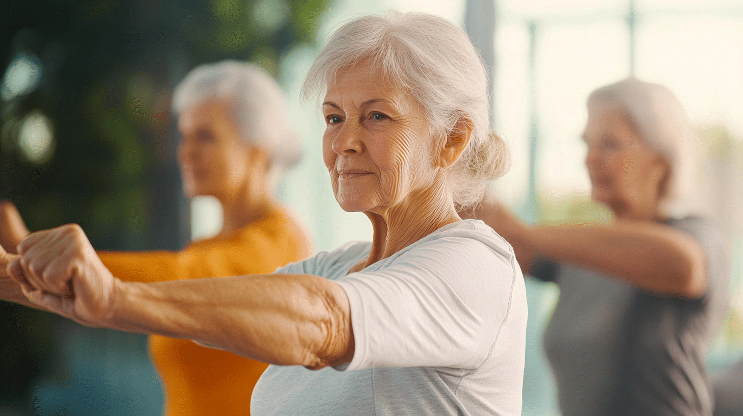 An elderly having an exercise.