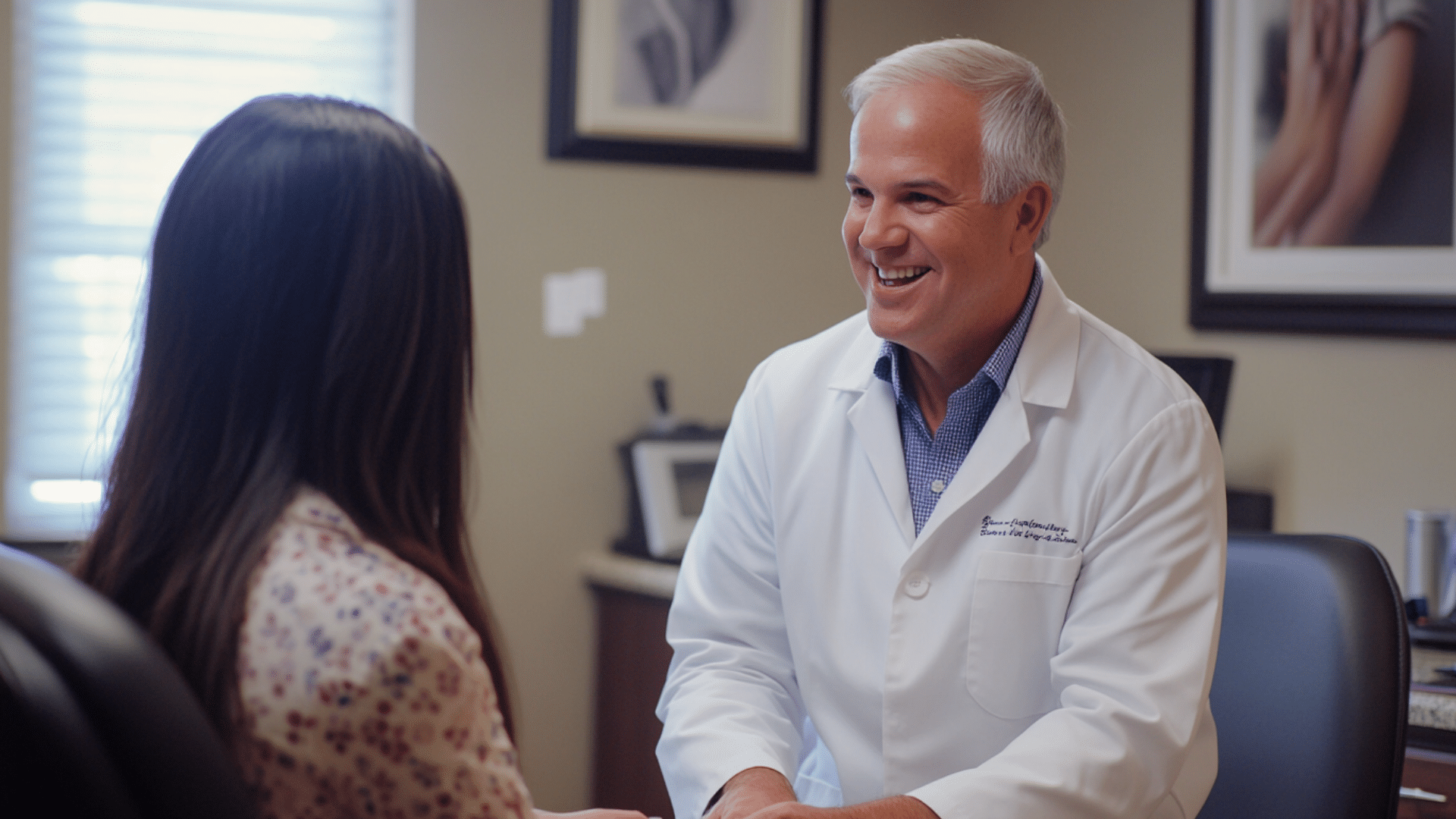 A weight loss doctor having a conversation with his patient.