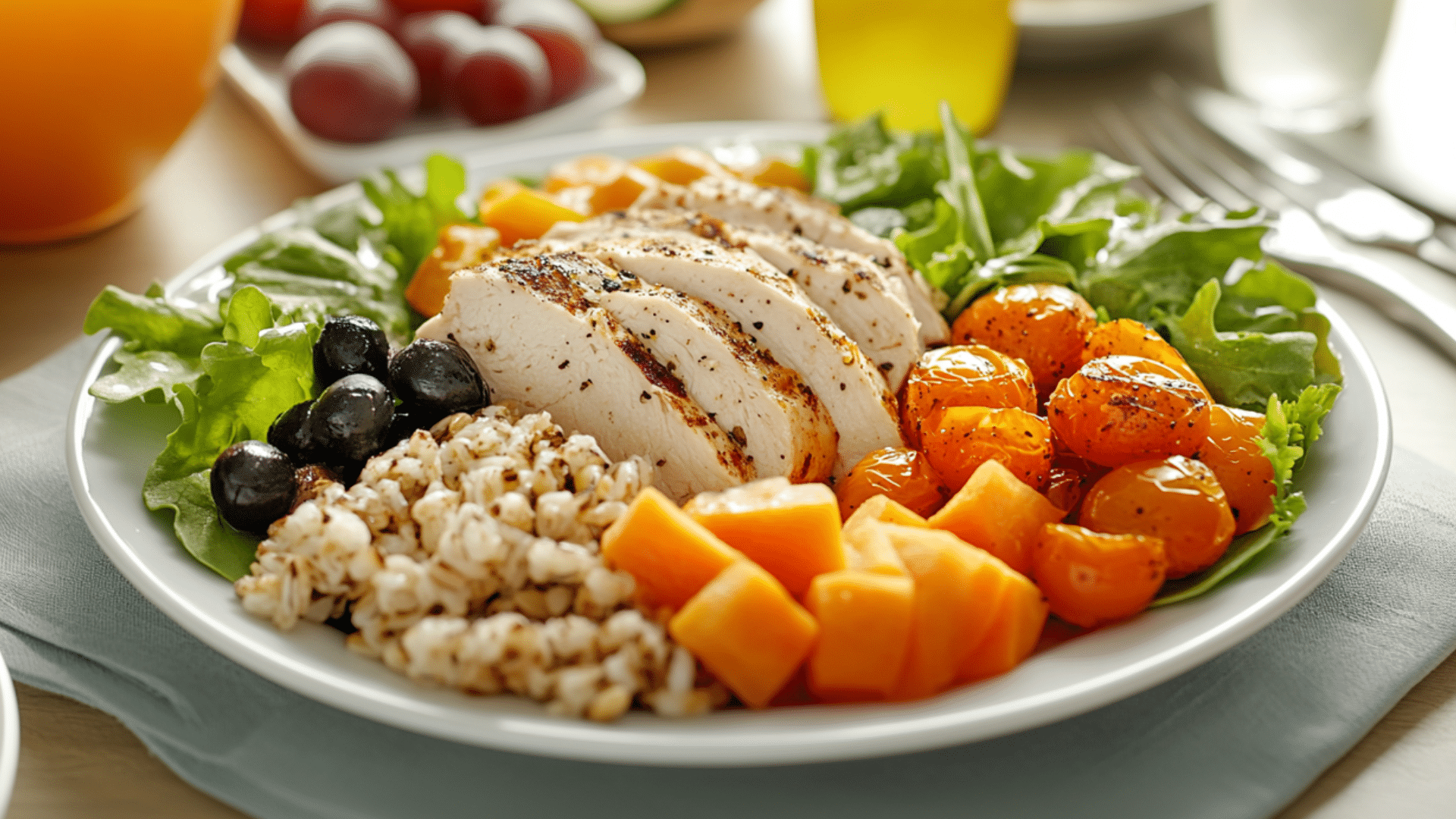 A plate consists of healthy food.