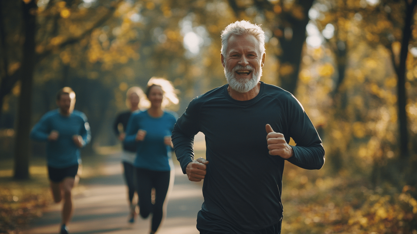 A man running in the park.