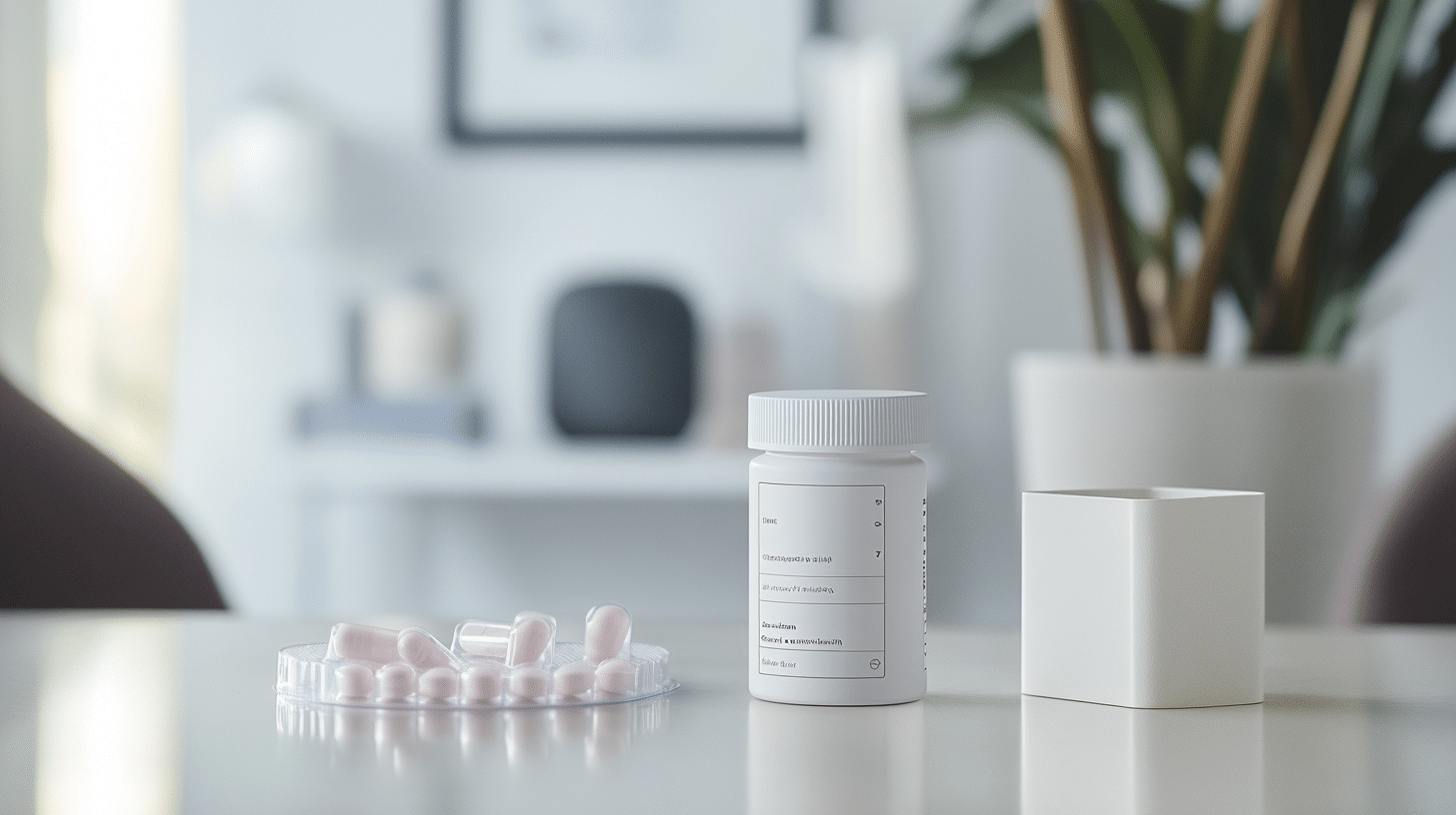 A close-up shot of Rybelsus medication packaging with the brand name visible, placed next to a daily pill organizer.