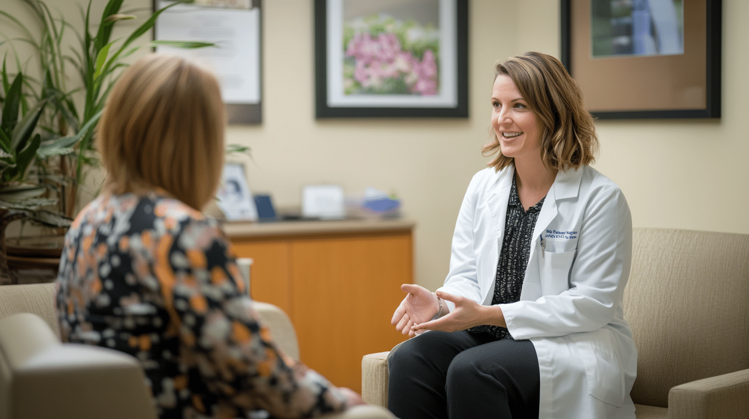 A weight loss doctor engaging on a happy talk with her patient.