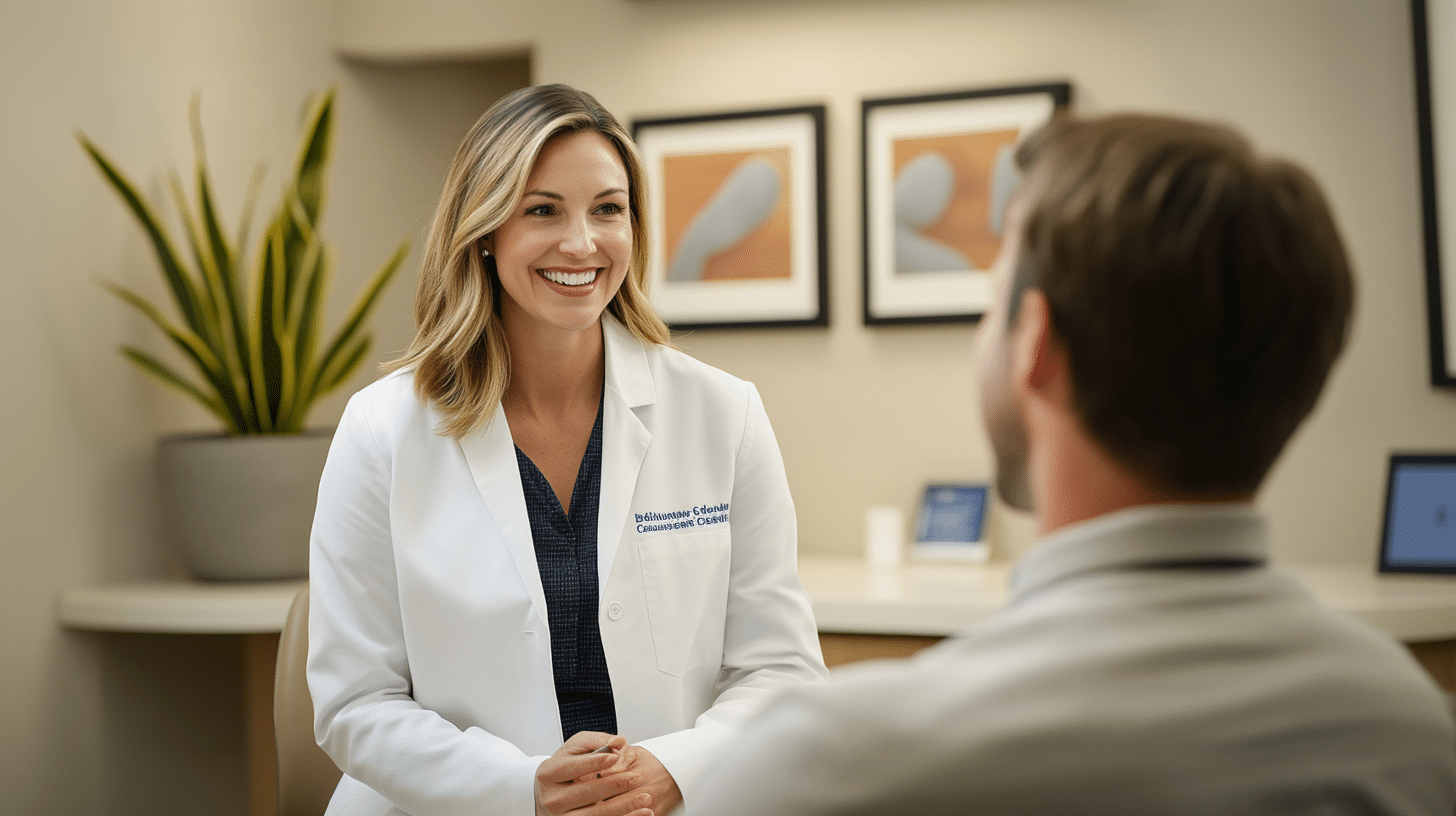 A weight loss doctor talking with her patient.