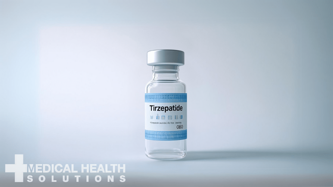 A vial containing Tirzepatide.