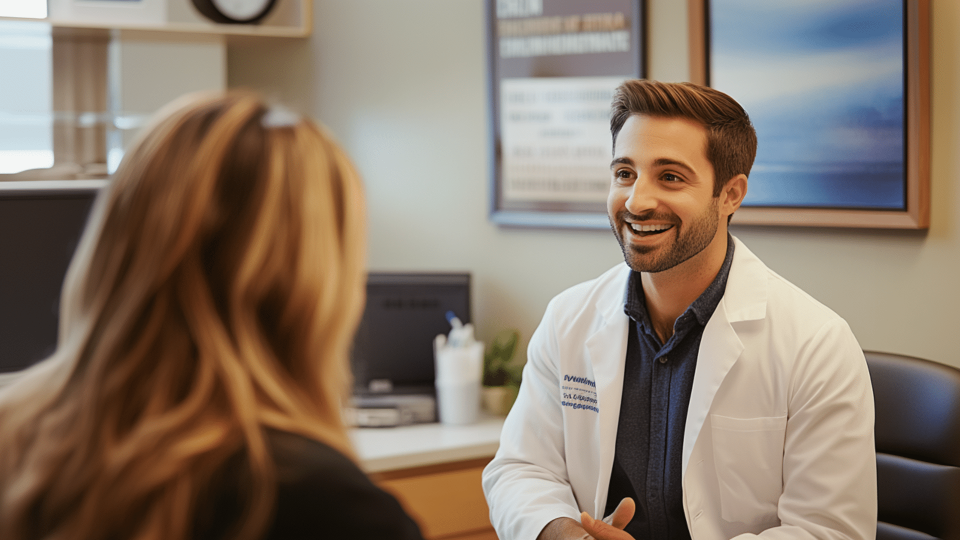 a weight loss doctor talking with his patient.