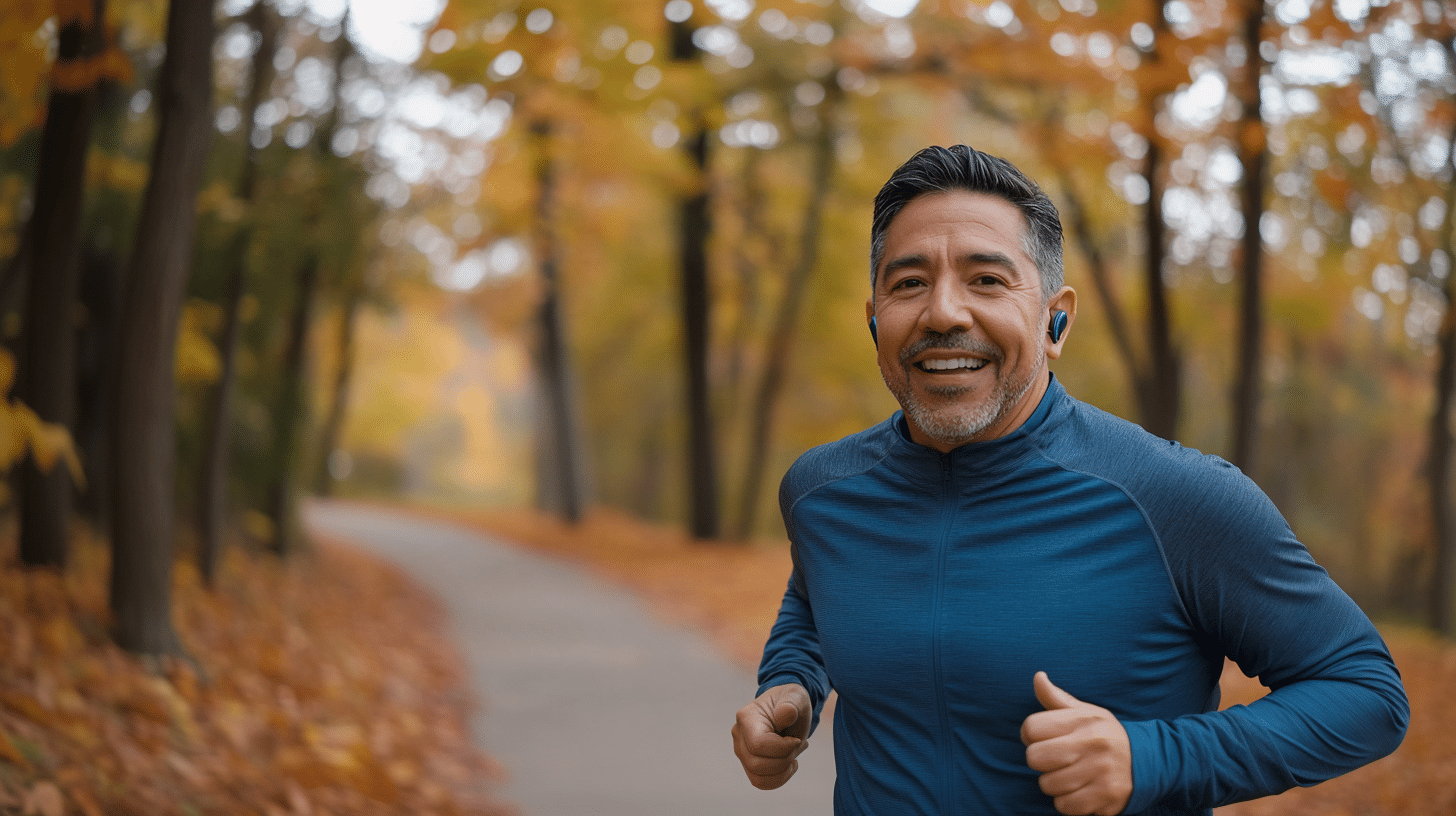 A man running in the park.