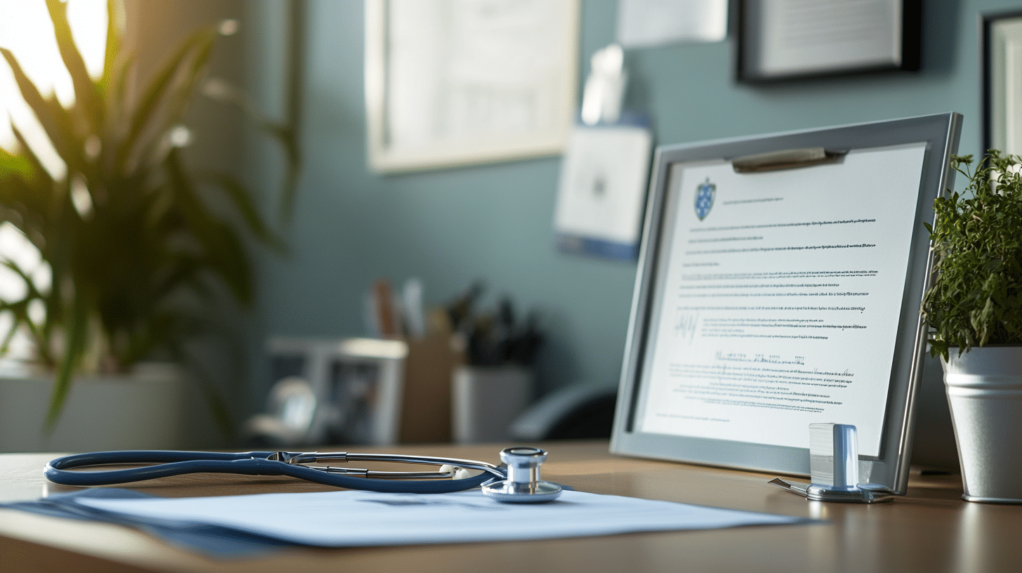 A desk of a doctor in a clinic.