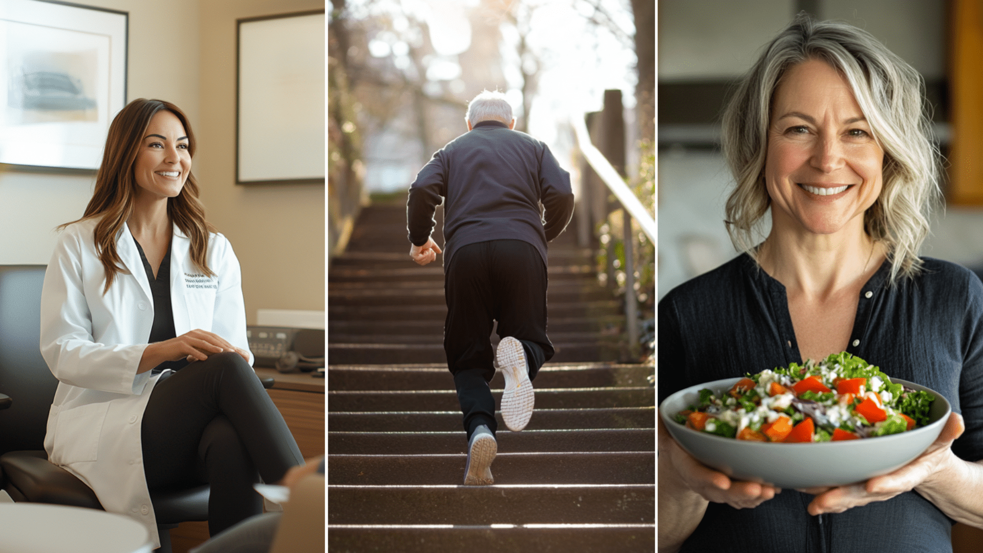 A healthy woman holding a plate on her kitchen.