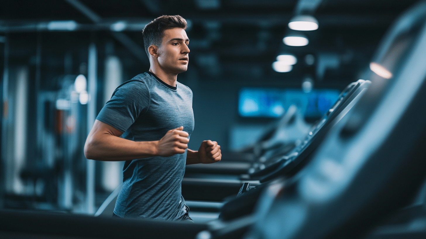 A fit man doing a threadmill exercise.