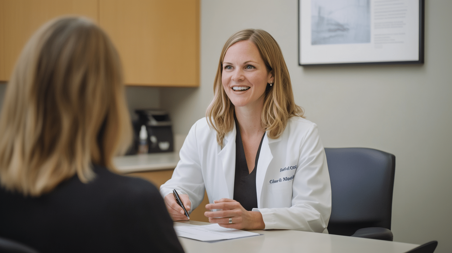 A weight loss doctor talking to her patient.