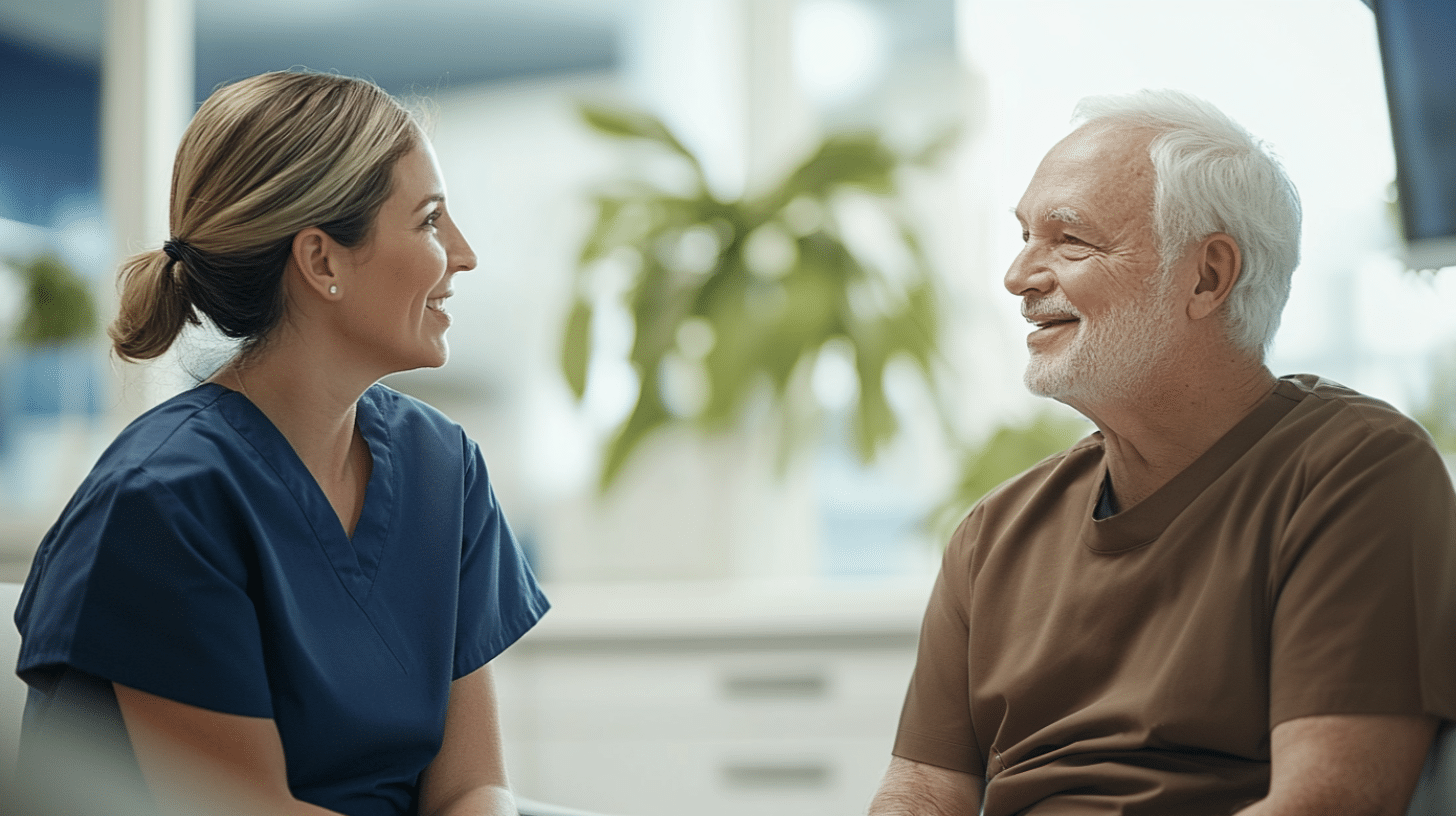 A weight loss doctor explaining nutritional needs to her patient.