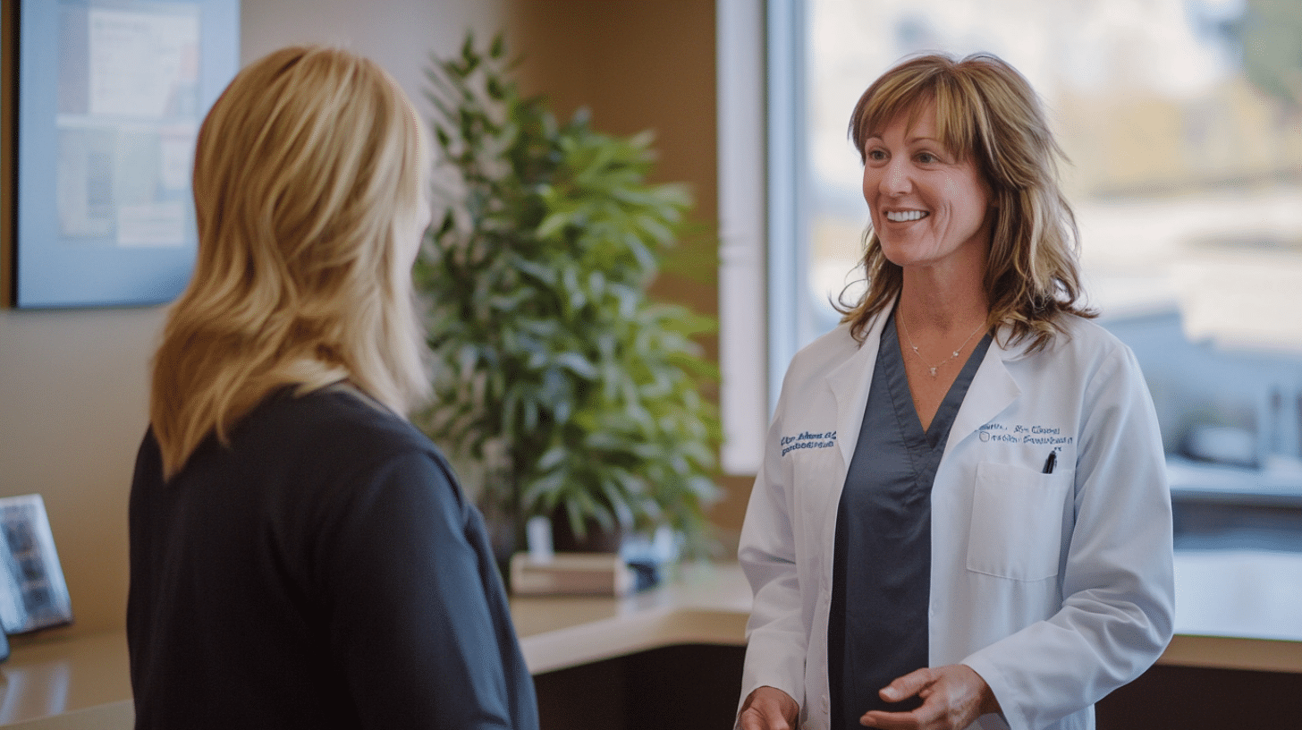 A weight loss doctor explaining the potential effects of skipping meals during a consultation with her patient.