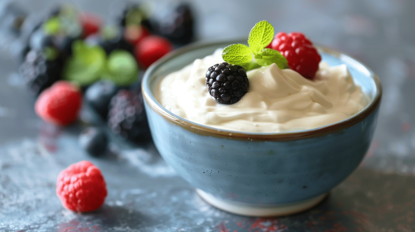 A yogurt with berries.