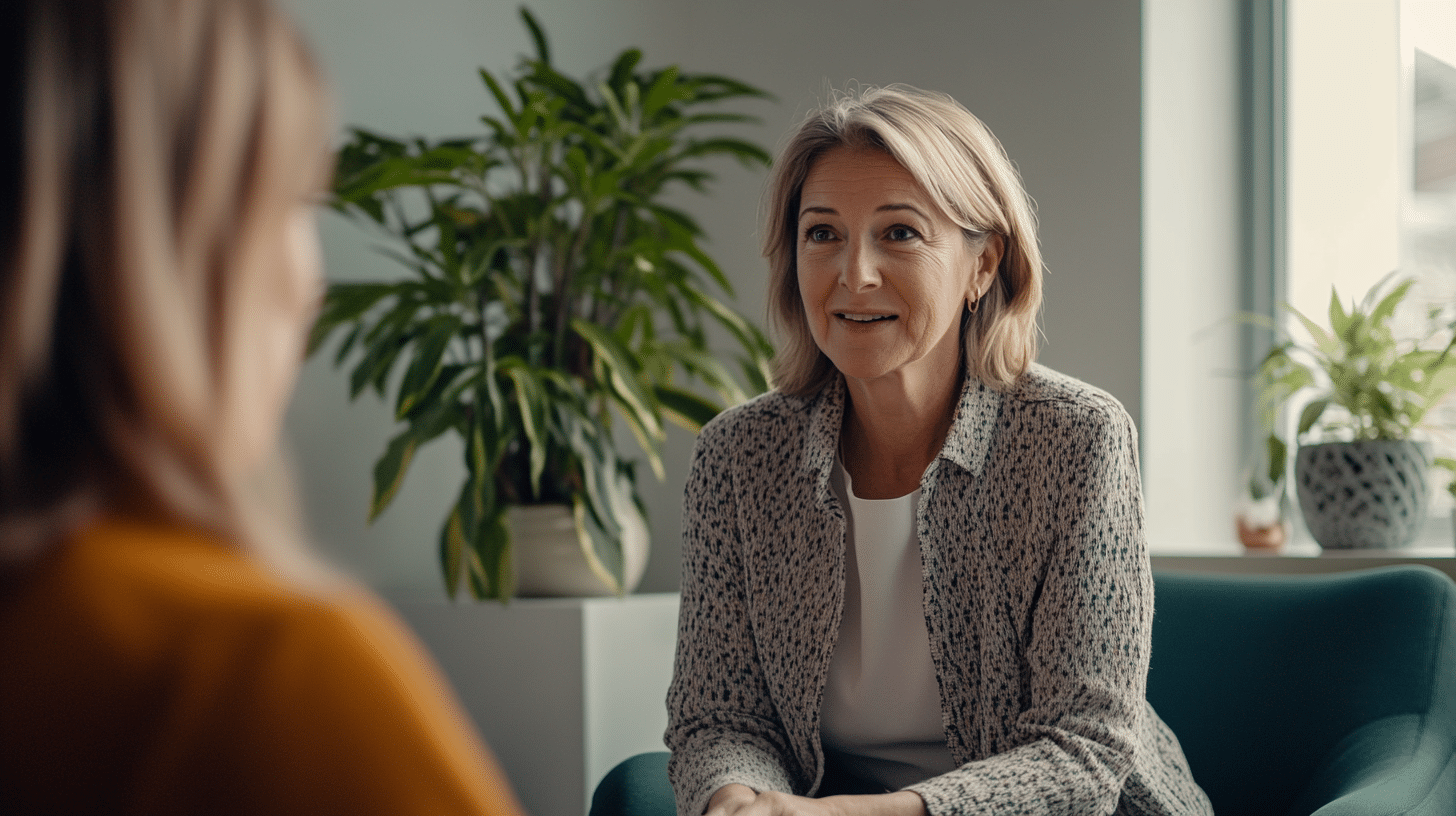 A weight loss doctor talking to her patient at the clinic.